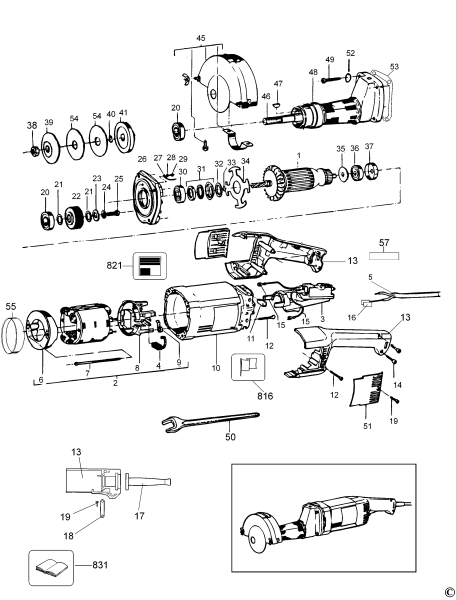 DEWALT Ersatzteile GERADER SCHLEIFER DW882 Typ: 1 DE