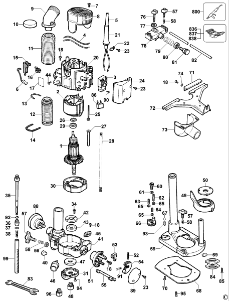 DEWALT Ersatzteile FRÄSMASCHINE DW620 Typ: 1 DE
