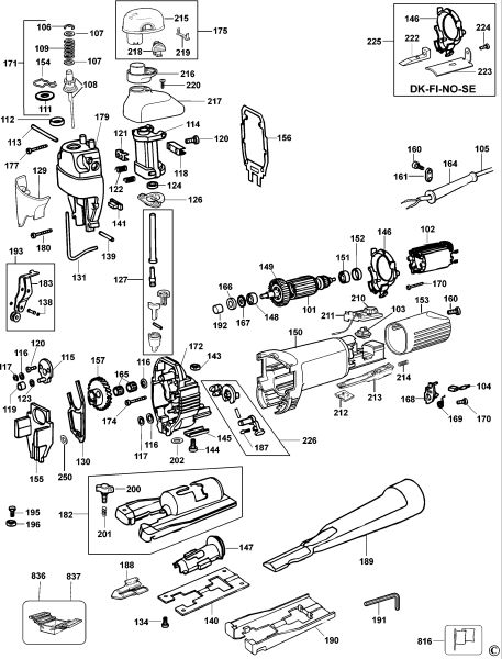 DEWALT Ersatzteile STICHSÄGE DW323 Typ: 1 DE