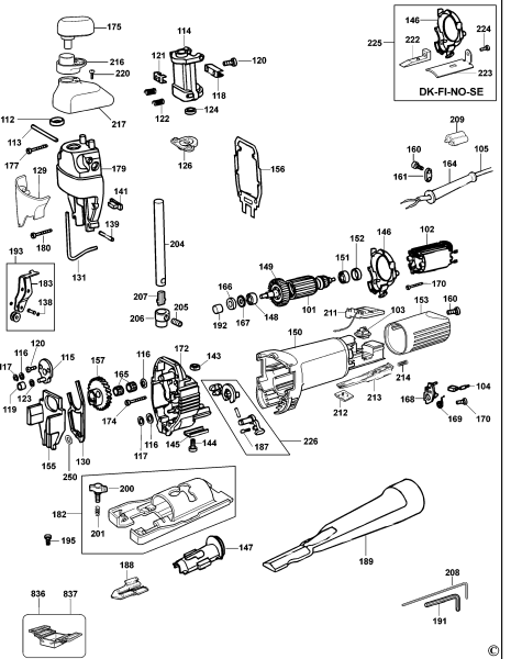 DEWALT Ersatzteile STICHSÄGE DW324 Typ: 1 DE