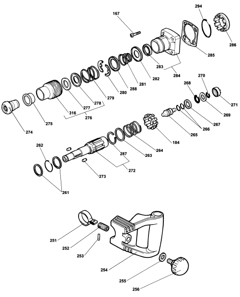 DEWALT Ersatzteile DREHHAMMER DW543 Typ: 3 QS