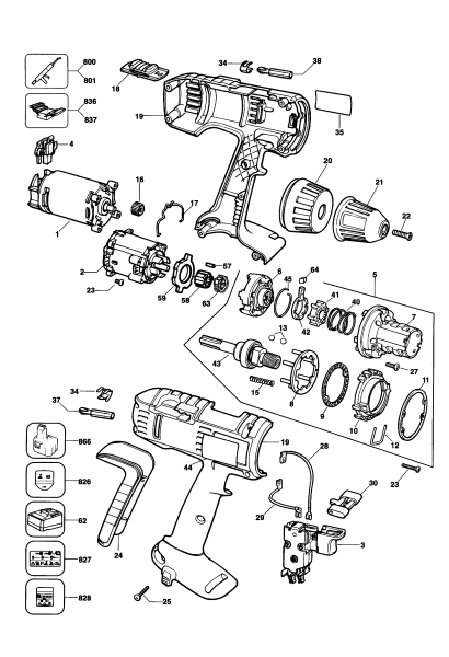 DEWALT Ersatzteile AKKU-BOHRMASCHINE DW997K Typ: 3 DE