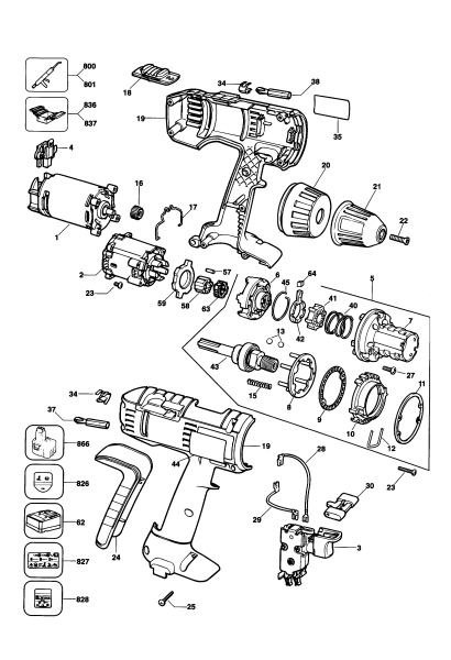 DEWALT Ersatzteile AKKU-BOHRMASCHINE DW914K Typ: 3 DE