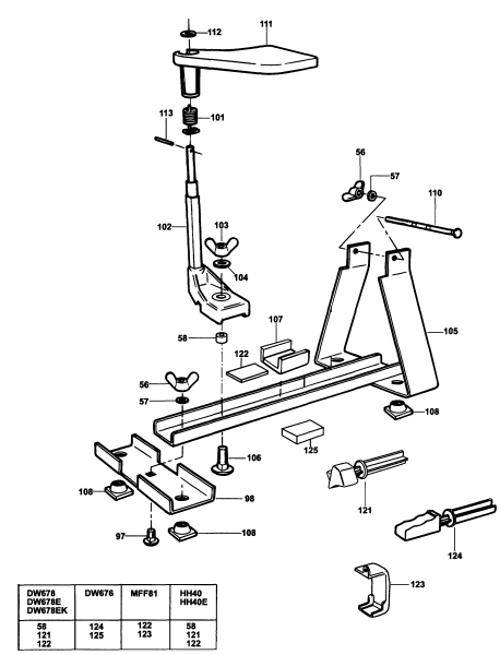 DEWALT Ersatzteile HOBELSTÄNDER DE6661 Typ: 1 XJ