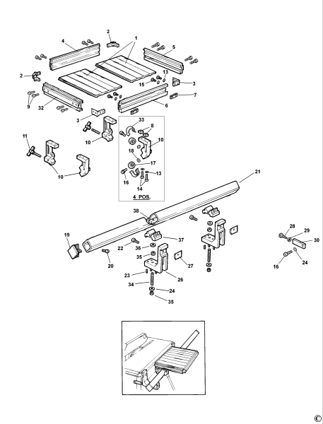 DEWALT Ersatzteile TISCH DE2001 Typ: 1 XJ