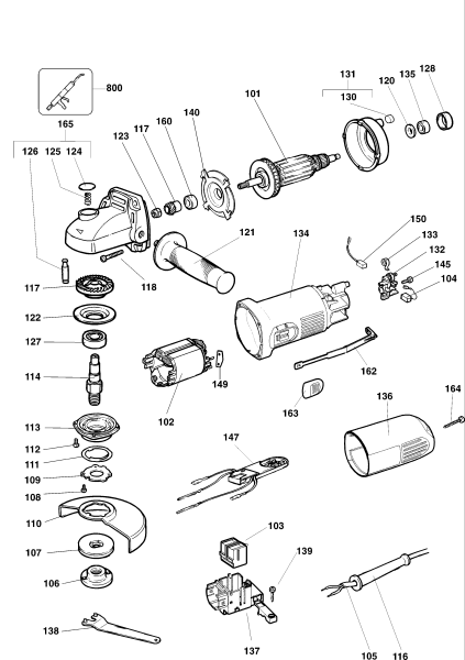 DEWALT Ersatzteile KLEINER WINKELSCHLEIFER DW822 Typ: 1 QS