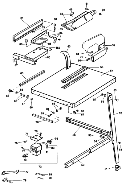 DEWALT Ersatzteile STANDORTSÄGE DW3151 Typ: 2 XJ