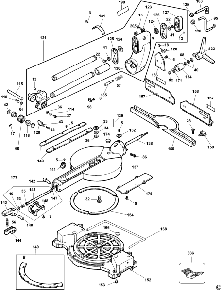 DEWALT Ersatzteile GEHRUNGSSÄGE DW708 Typ: 1 DE