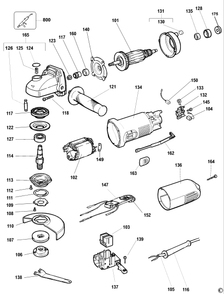 DEWALT Ersatzteile WINKELSCHLEIFER DW826 Typ: 1 QS