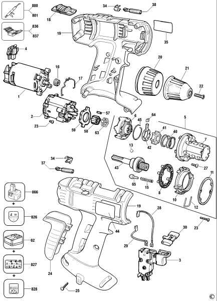 DEWALT Ersatzteile AKKU-BOHRMASCHINE DW914K Typ: 4 QW