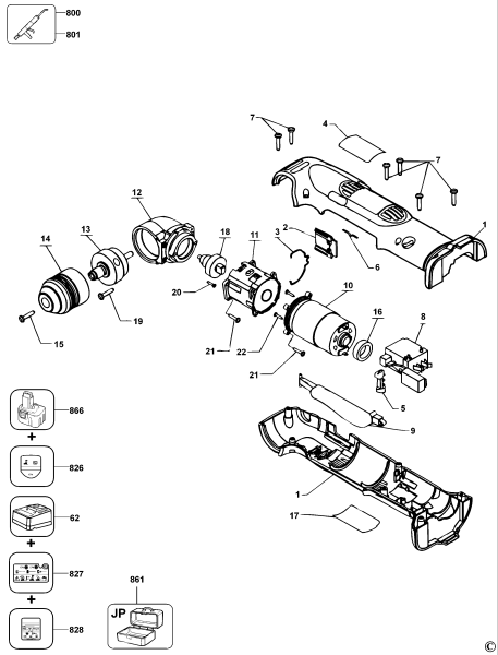 DEWALT Ersatzteile RIGHT ANGLE DRILL DW955 Typ: 1 QW