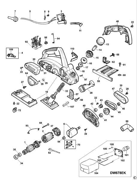 DEWALT Ersatzteile HOBELMASCHINE DW678E Typ: 2 QS