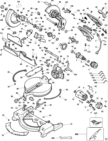 DEWALT Ersatzteile GEHRUNGSSÄGE DW705 Typ: 2-3 QS