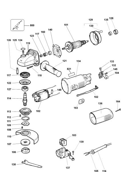 DEWALT Ersatzteile WINKELSCHLEIFER DW819 Typ: 3 QS