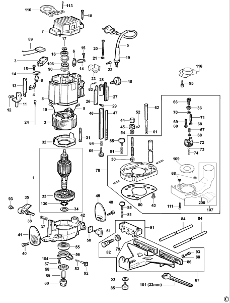 DEWALT Ersatzteile HOHLFRÄSER DW624 Typ: 1 QS
