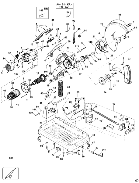DEWALT Ersatzteile SCHROTSÄGE DW871 Typ: 2 QS
