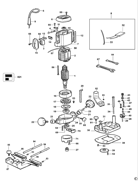 DEWALT Ersatzteile FRÄSMASCHINE DW614 Typ: 4 QS