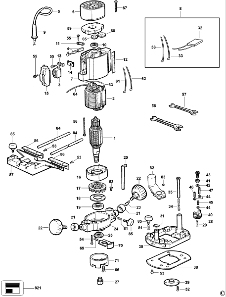 DEWALT Ersatzteile FRÄSMASCHINE DW615 Typ: 4 QS