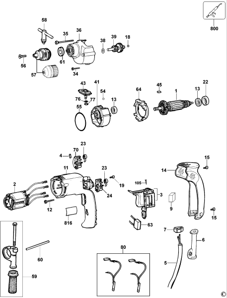 DEWALT Ersatzteile BOHRER DW205 Typ: 1 QS