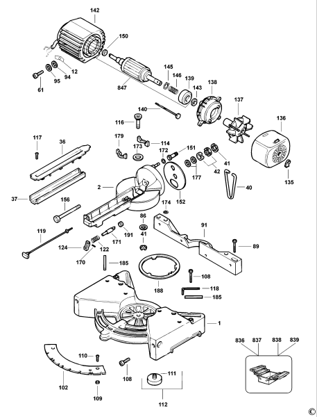 DEWALT Ersatzteile GEHRUNGSSÄGE DW709 Typ: 1 QS