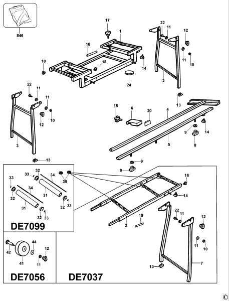 DEWALT Ersatzteile AUSZIEHTISCH DE7038 Typ: 4 XJ