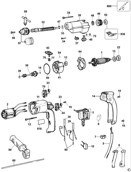 DEWALT Ersatzteile BOHRHAMMER DW505 Typ: 3 QS