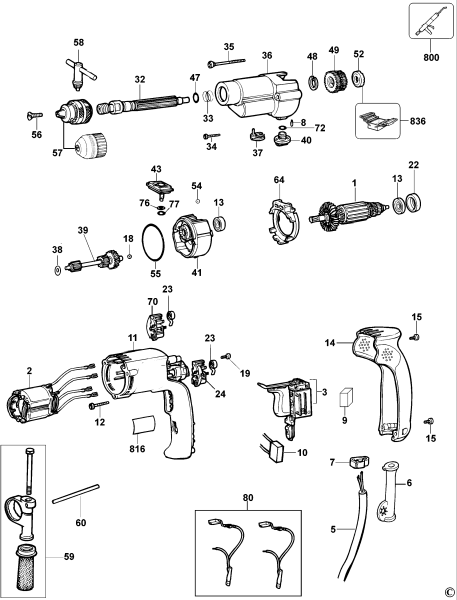 DEWALT Ersatzteile BOHRHAMMER DW500 Typ: 1 QS