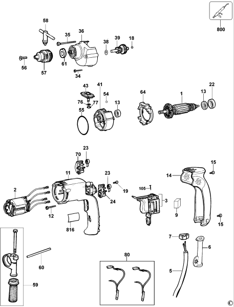 DEWALT Ersatzteile BOHRER DW511 Typ: 1 XJ