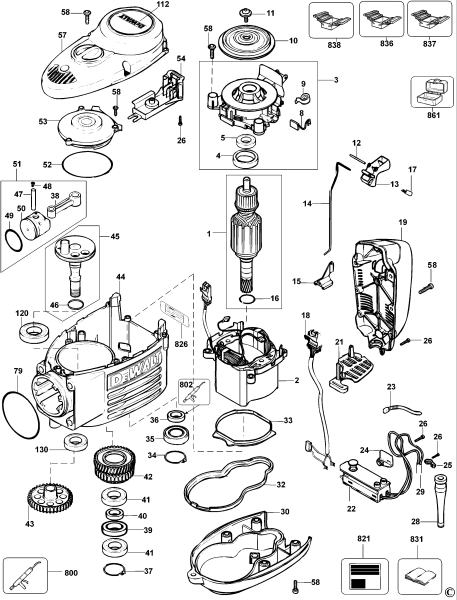 DEWALT Ersatzteile MEISSELHAMMER D25900K Typ: 1 QS