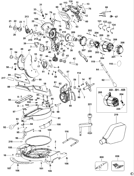 DEWALT Ersatzteile GEHRUNGSSÄGE DW703 Typ: 1 QS