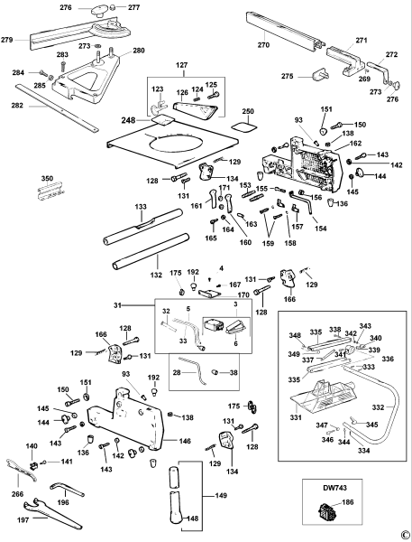 DEWALT Ersatzteile KAPP. UND GEHRUNGSSAGE DW742 Typ: 4 QS