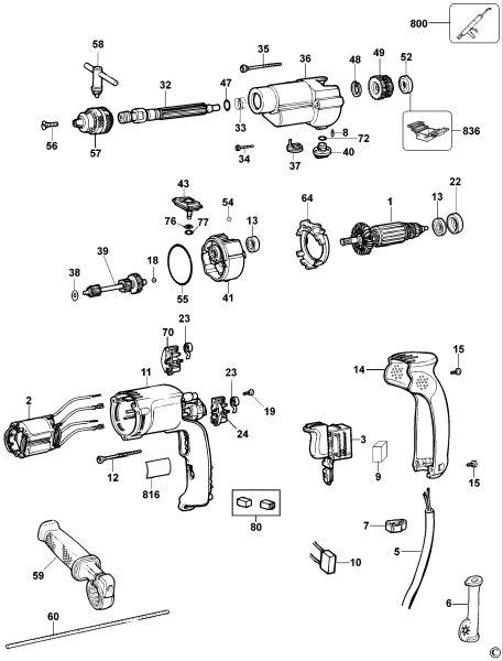 DEWALT Ersatzteile BOHRHAMMER DW501 Typ: 3 QS