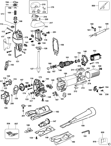 DEWALT Ersatzteile STICHSÄGE DW323 Typ: 3 QS