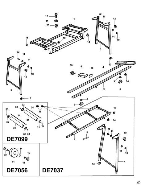 DEWALT Ersatzteile AUSZIEHTISCH DE7075 Typ: 4 XJ