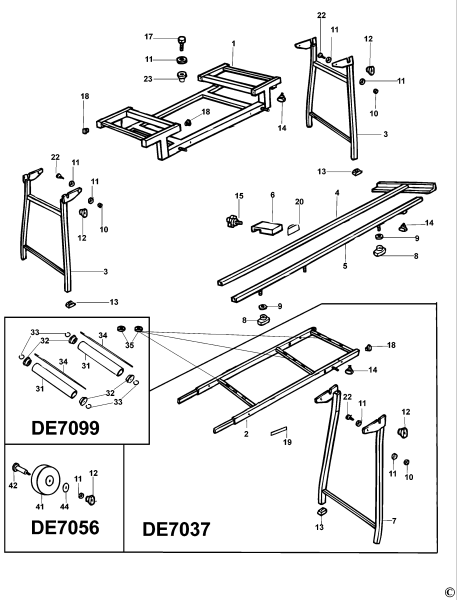 DEWALT Ersatzteile AUSZIEHTISCH DE7049 Typ: 4 XJ