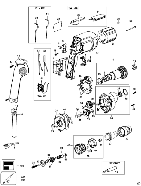 DEWALT Ersatzteile SCHRAUBENDREHER DW266 Typ: 2 XJ