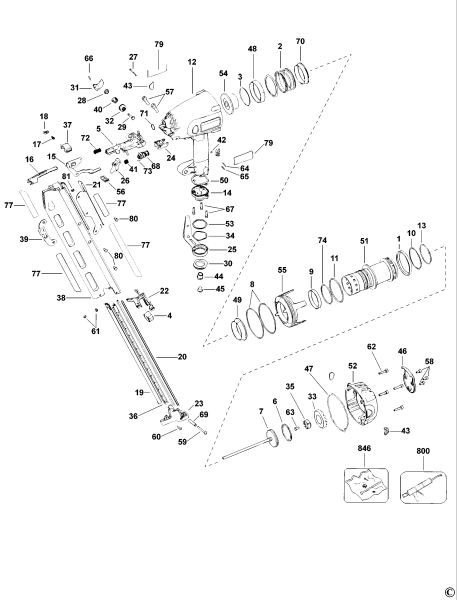 DEWALT Ersatzteile 90 MM STREIFENNAGLER D51823 Typ: 1 QW