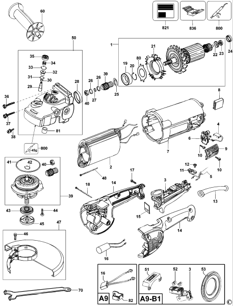DEWALT Ersatzteile WINKELSCHLEIFER D28413 Typ: 1 QS