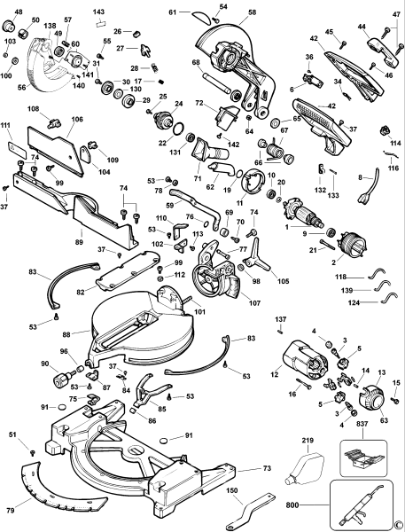 DEWALT Ersatzteile GEHRUNGSSÄGE DW705 Typ: 5 XJ
