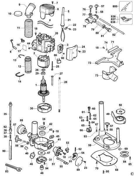 DEWALT Ersatzteile FRÄSMASCHINE DW620 Typ: 2 QS