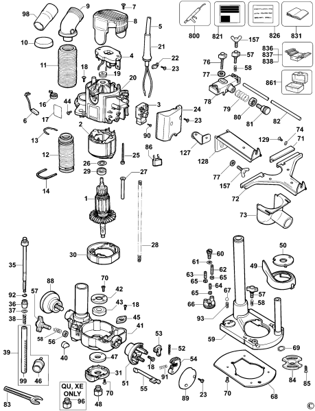 DEWALT Ersatzteile FRÄSMASCHINE DW621 Typ: 2 QS