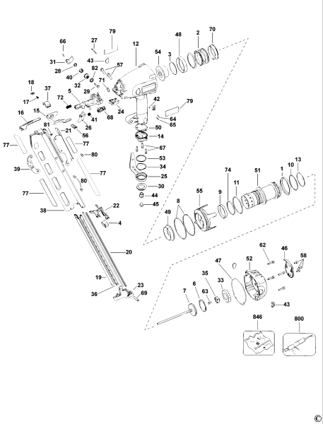 DEWALT Ersatzteile 90 MM STREIFENNAGLER D51823 Typ: 2 QW