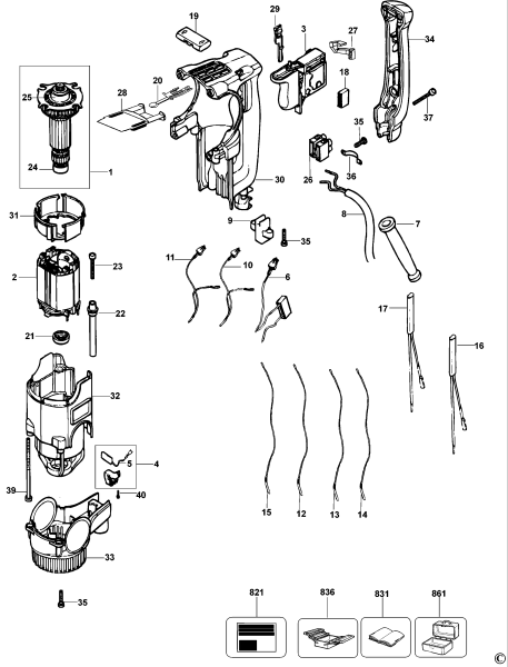 DEWALT Ersatzteile DREHHAMMER D25304K Typ: 1 QS