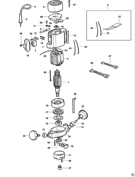 DEWALT Ersatzteile FRÄSMASCHINE DW6141 Typ: 1 QS