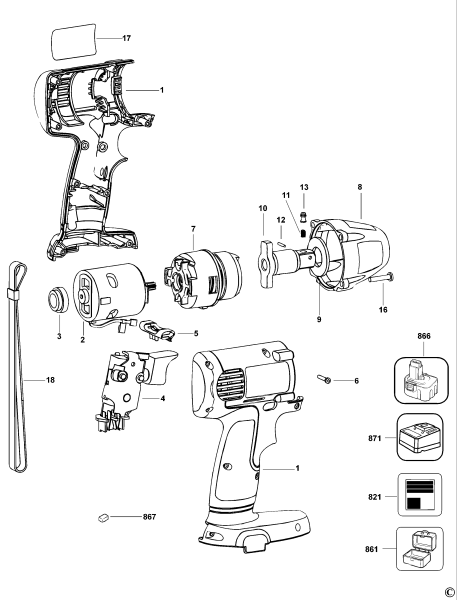 DEWALT Ersatzteile SCHLAGSCHRAUBENSCHL. DW053K Typ: 1 QW