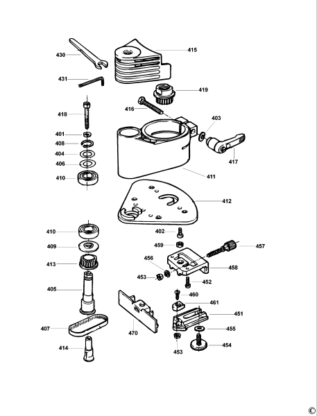 DEWALT Ersatzteile OFFSET BASISTRIMMER DW6707 Typ: 1A XJ