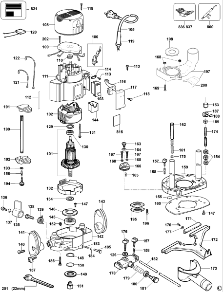 DEWALT Ersatzteile FRÄSMASCHINE DW626 Typ: 1 QS