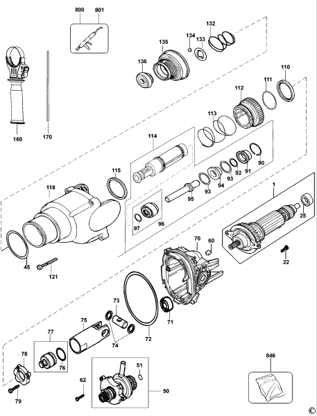 DEWALT Ersatzteile DREHHAMMER D25201K Typ: 1 QS