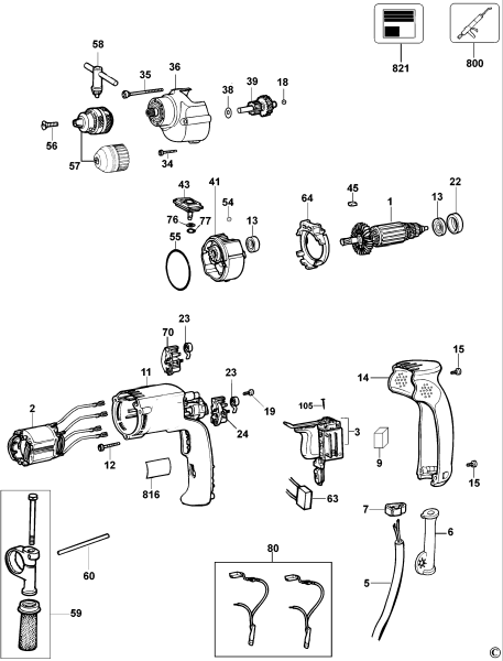 DEWALT Ersatzteile BOHRER DW205 Typ: 2 QS