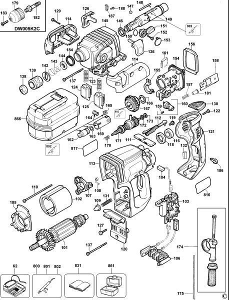 DEWALT Ersatzteile DREHHAMMER DW005K Typ: 3 QW